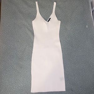 White Ribbed Body Con Dress